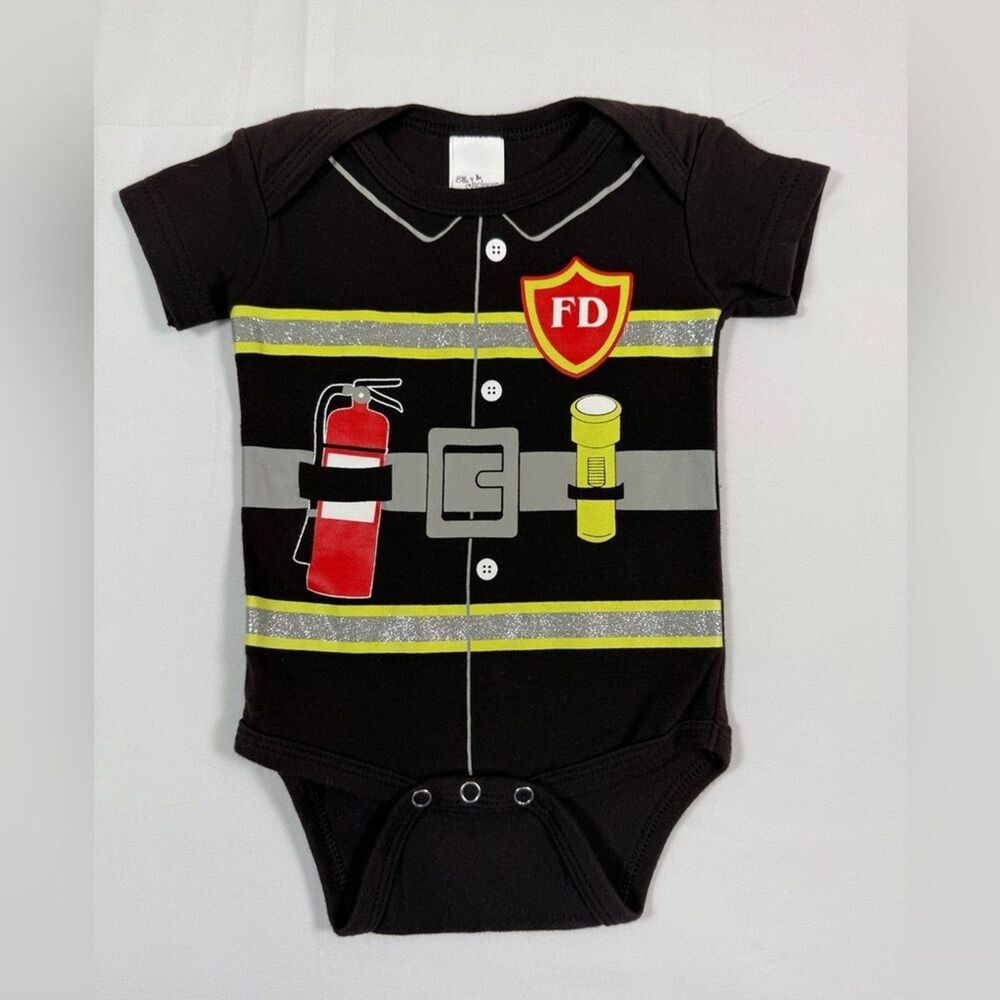 ELLA‎ JACKSON Baby Firefighter Costume Bodysuit 0-6M Halloween Dress Up Cute